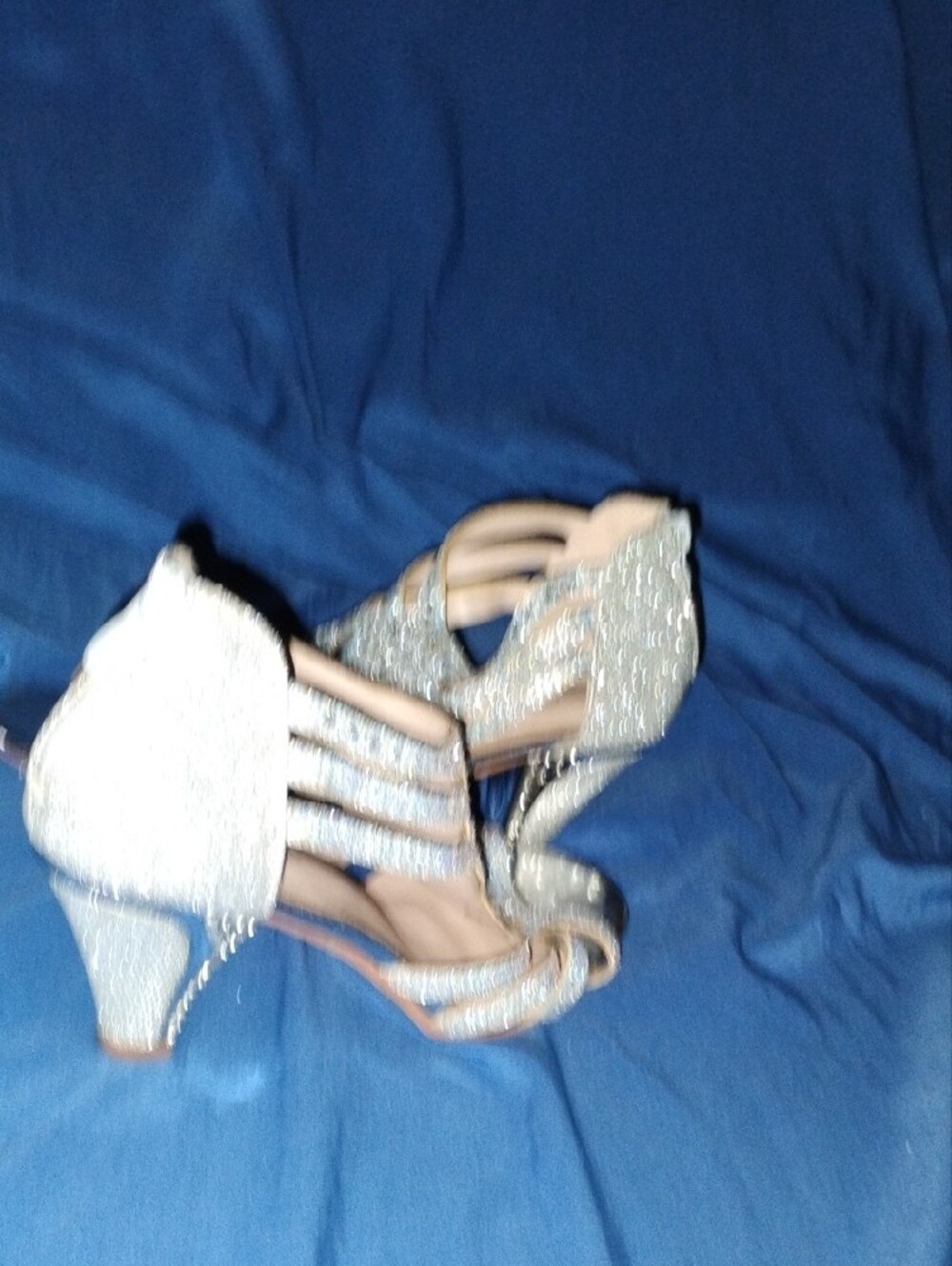 Silver Rhinestone Strappy High Heels - Picture 5 of 5